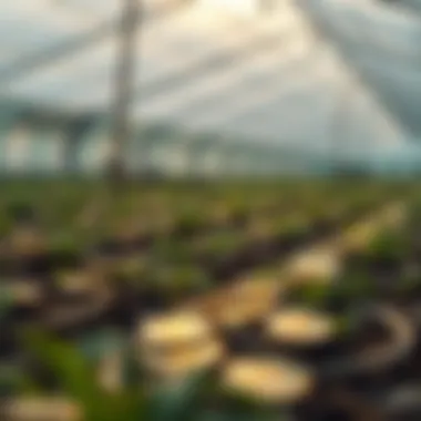 Illustration of yield farming concept with tokens and liquidity pools