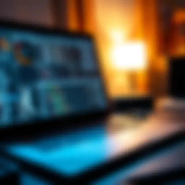 Cryptocurrency mining setup on a laptop