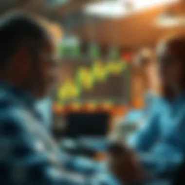 Investors analyzing market data and reports