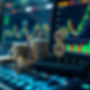 Conceptual image of digital currency market analysis