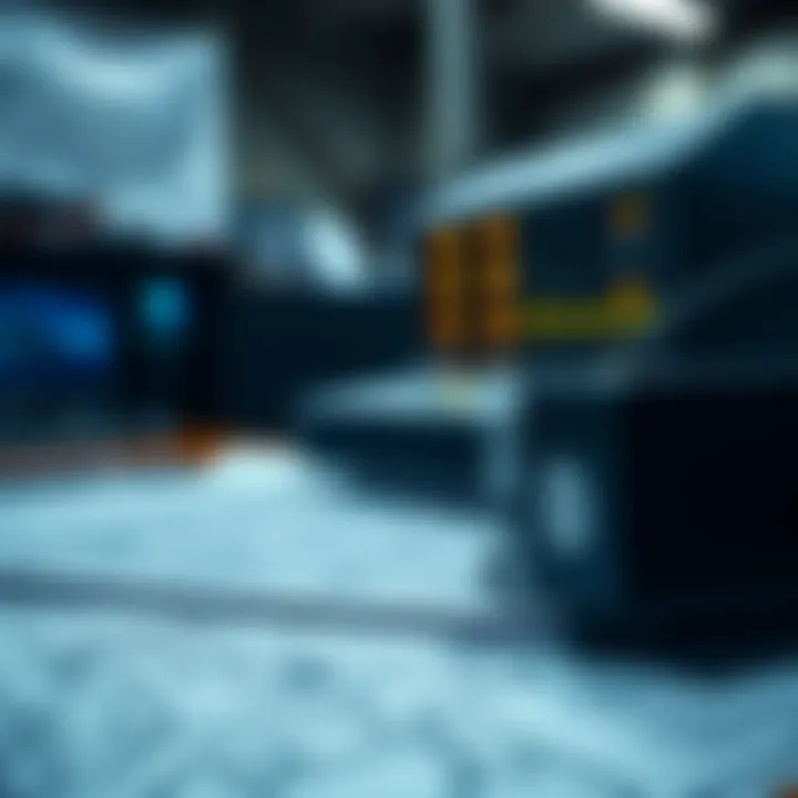 Blueprints and plans for a mining project on a desk