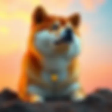 Shiba Inu cryptocurrency logo with vibrant background