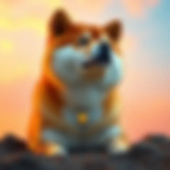 Shiba Inu cryptocurrency logo with vibrant background