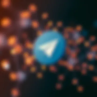 A visual representation of Telegram's logo intertwined with cryptocurrency symbols.