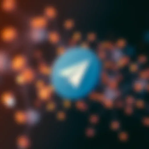 A visual representation of Telegram's logo intertwined with cryptocurrency symbols.