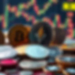 A digital representation of various altcoins in a vibrant crypto market