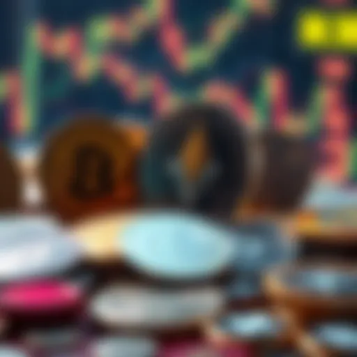 Diverse Altcoins in the Crypto Market A digital representation of various altcoins in a vibrant crypto market