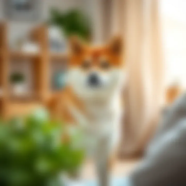 A picturesque setting depicting a Shiba Inu in a home environment, symbolizing responsible pet ownership