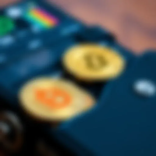 Digital Wallet with USD Stablecoins A close-up view of a digital wallet displaying USD stablecoins