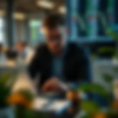 An investor examining data on a laptop