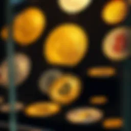 A close-up view of a valuable coin collection displayed in a protective case