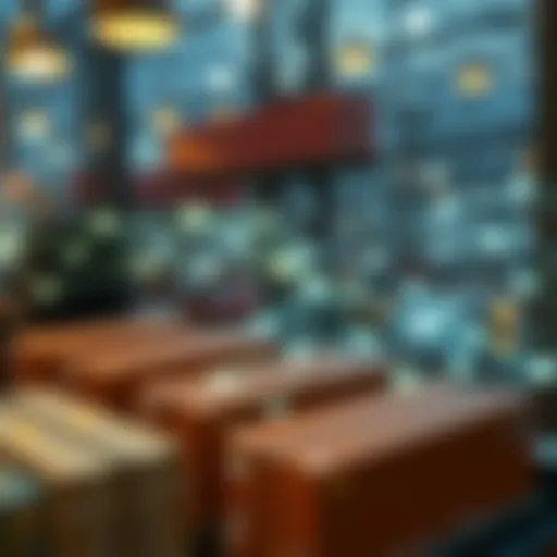 Blockchain network visualizing data flow in supply chains