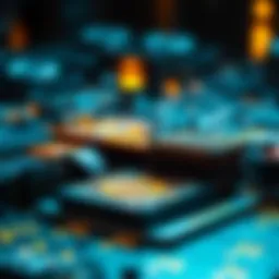 Conceptual illustration of mobile devices engaged in cryptocurrency mining