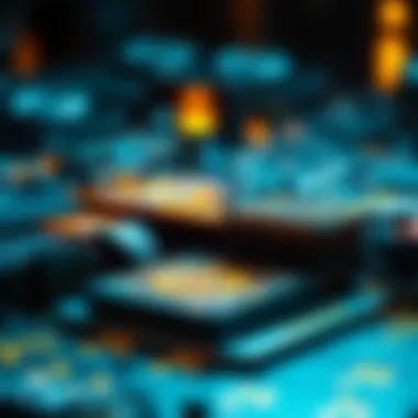 Mobile Cryptocurrency Mining Concept Conceptual illustration of mobile devices engaged in cryptocurrency mining