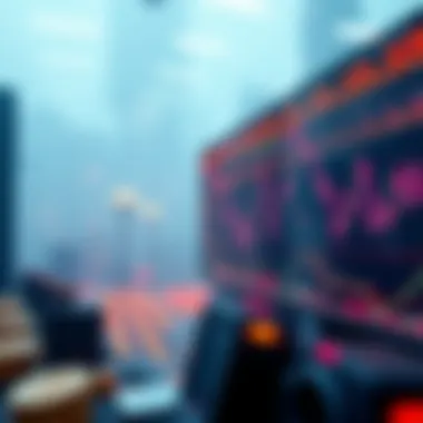 A digital market landscape showcasing cryptocurrency trends