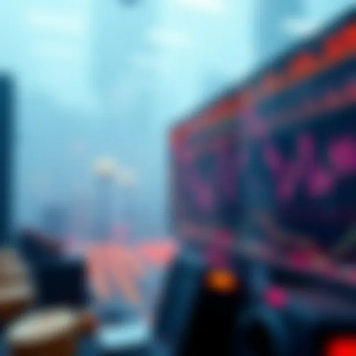 A digital market landscape showcasing cryptocurrency trends