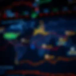 Global currency exchange map highlighting trading hubs