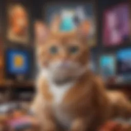 Creative representation of NFT cats, showcasing vibrant digital art