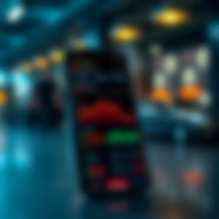 Mobile app displaying stock and cryptocurrency market data