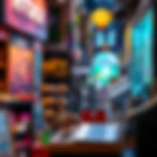 Vibrant NFT Marketplace Showcasing a vibrant NFT marketplace with diverse digital art pieces