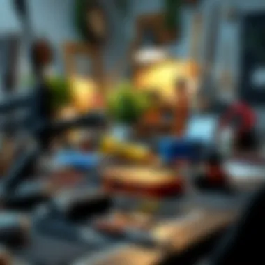 A creative workspace showcasing tools for NFT creation