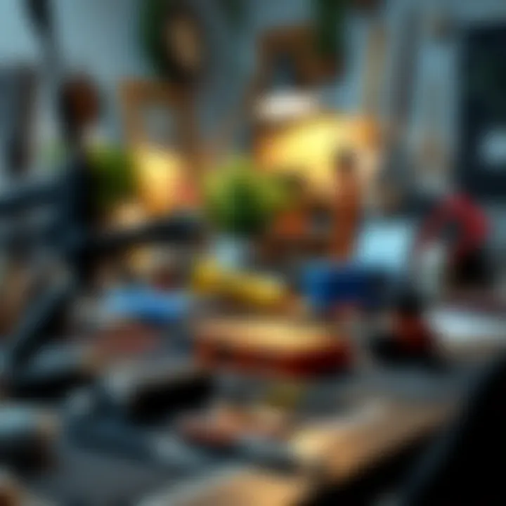 A creative workspace showcasing tools for NFT creation