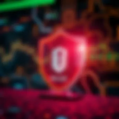 Cybersecurity shield protecting digital data