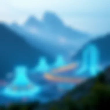 Futuristic digital economy landscape