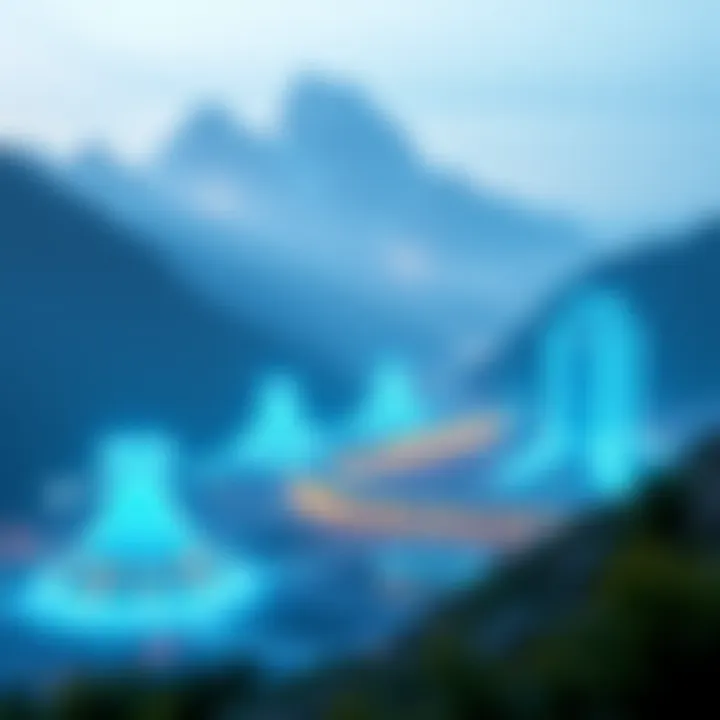 Futuristic digital economy landscape