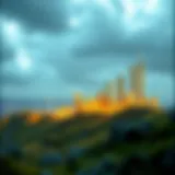 A digital landscape representing cryptocurrency growth