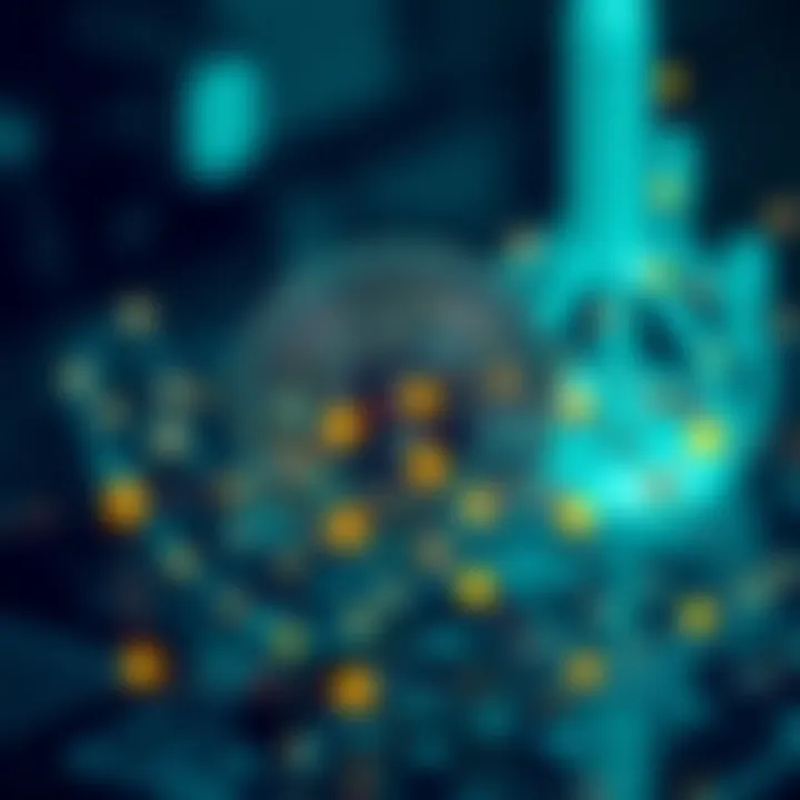 Blockchain Innovation in Financial Systems Abstract representation of blockchain technology in finance