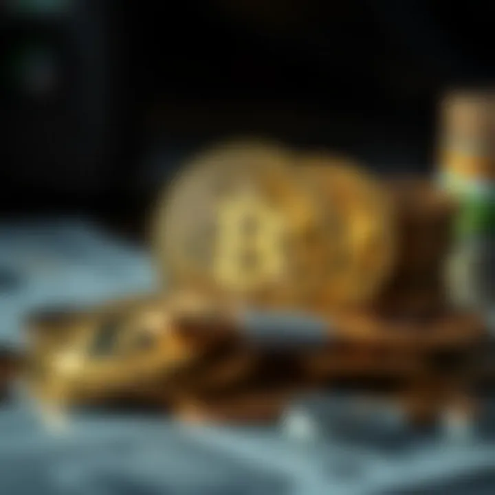 Cryptocurrency vs Traditional Currency Illustration depicting the difference between cryptocurrency and traditional currency