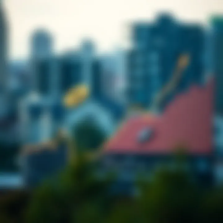 A graph showing the rise of cryptocurrency values alongside real estate prices