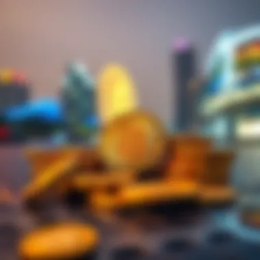 Coins representing digital currencies