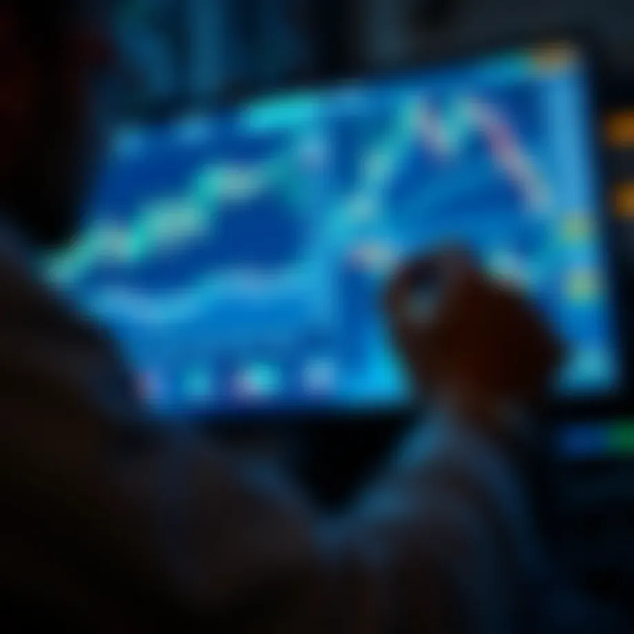 A trader analyzing cryptocurrency charts on a computer screen