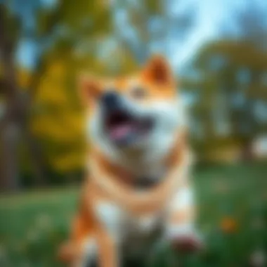 Shiba Inu playing in a park