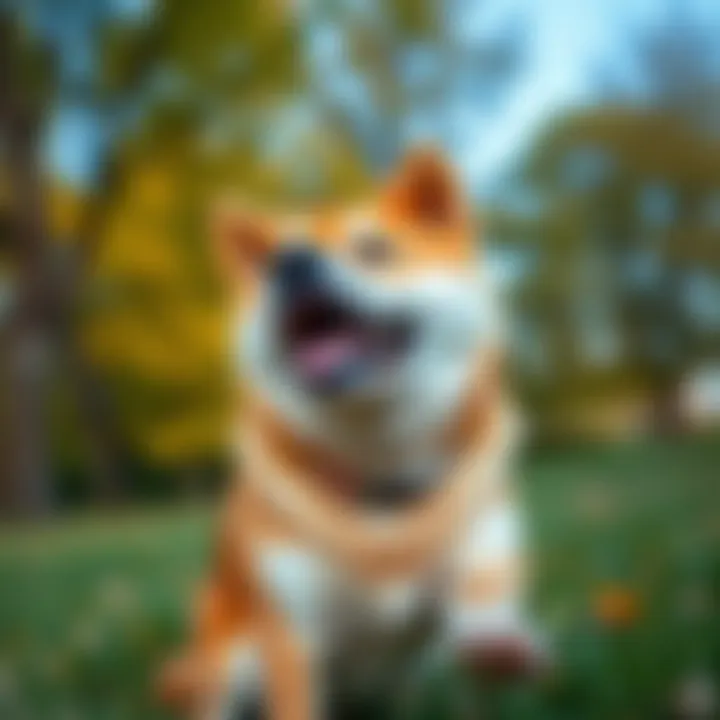 Shiba Inu playing in a park