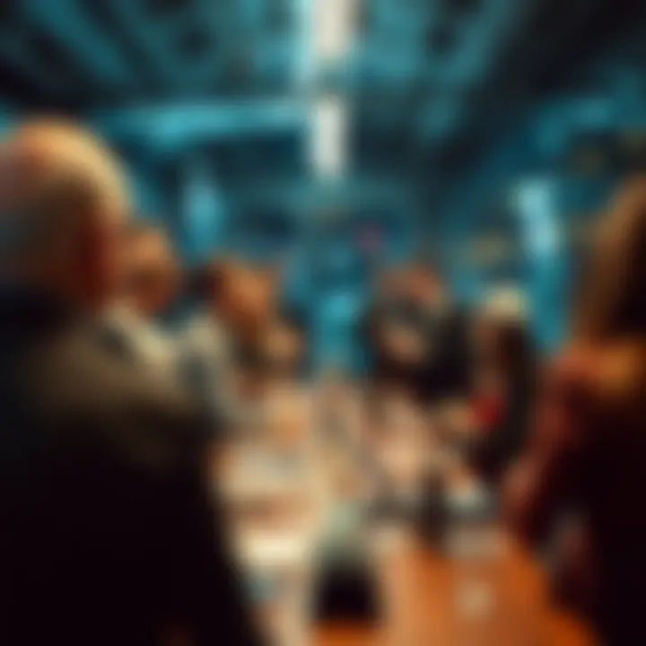 Conceptual graphic showing venture capitalists networking